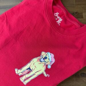 Benny & Belle Womens Small‎ Red Christmas Dog Santa Paws Long Sleeve T Shirt